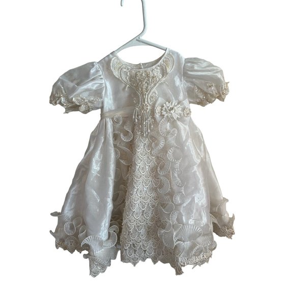 Baptism Christening Baby Girl Dress Newborn Size 0 Vintage Victorian White Bapti - Picture 6 of 12